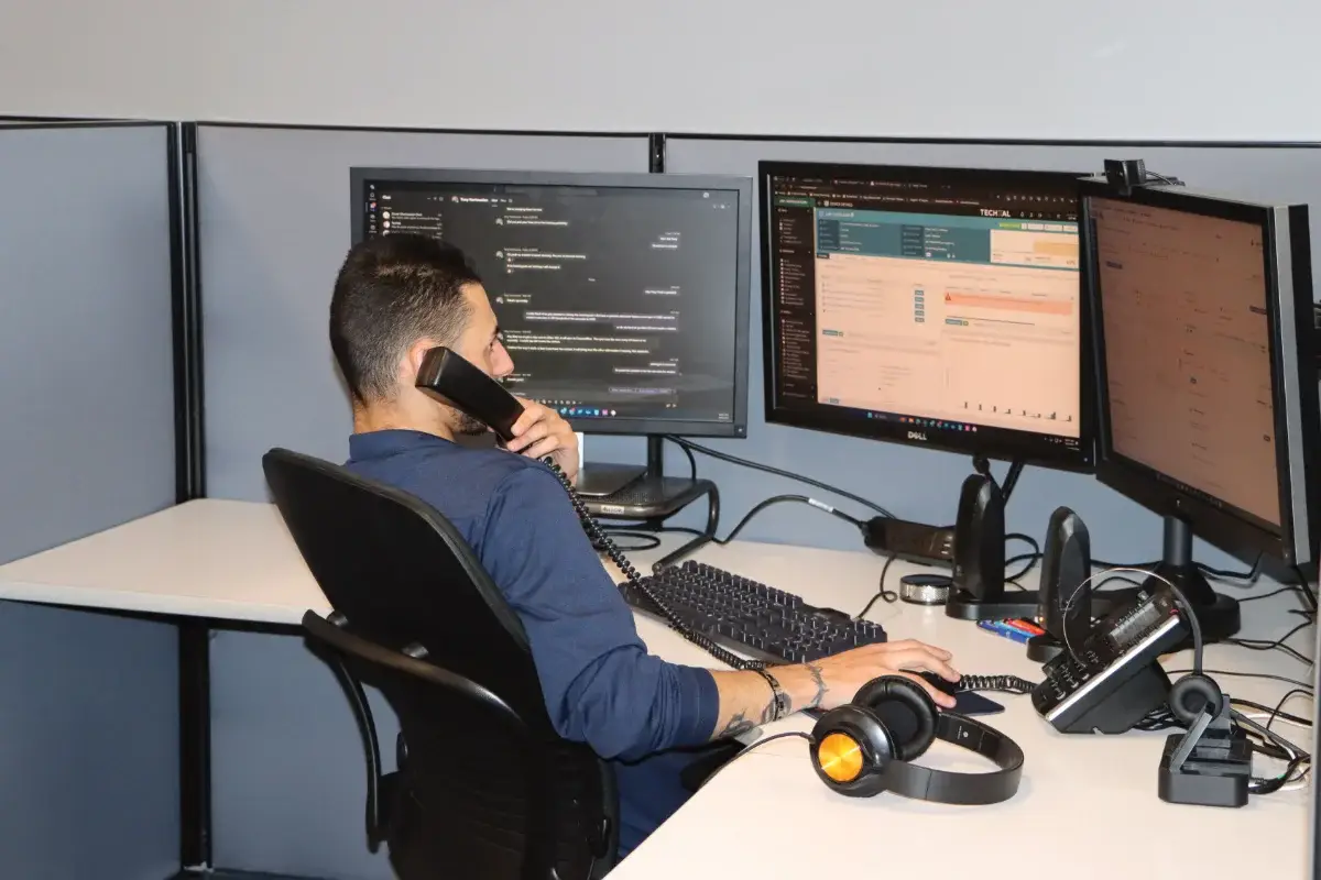 Techital engineer on a client call